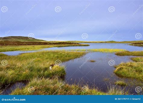 Wetlands Landscape Of Outer Hebridean Island Of Scotland Stock Image