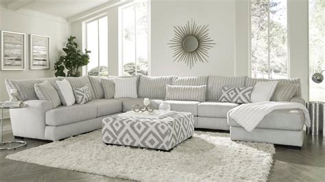 Tweed Large Sectional Sofa With Chaise Light Gray Home Furniture