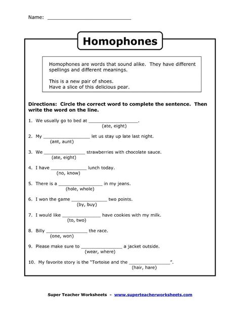 Homophones Exercise Live Worksheets