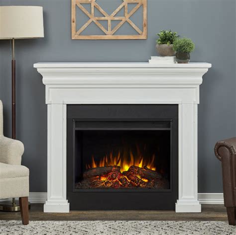 Its simple and clean nature ensures cohesion and synergy with the rest of your furnishings, ranging from traditional to contemporary. 55" Emerson Real Flame White Electric Fireplace
