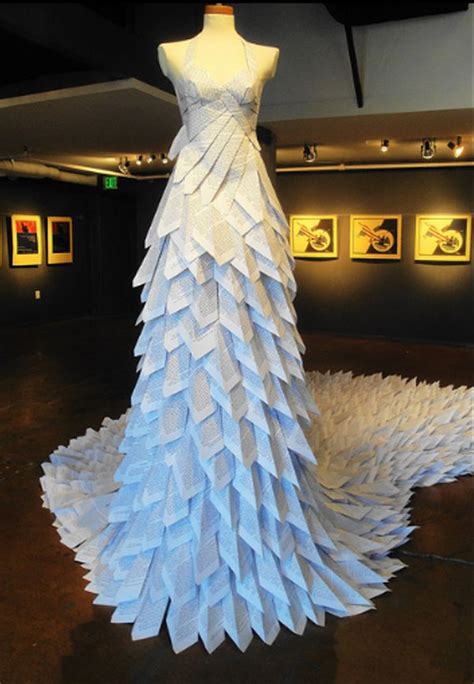 25 Creative Dresses Made From Paper Recycled Dress Newspaper Dress