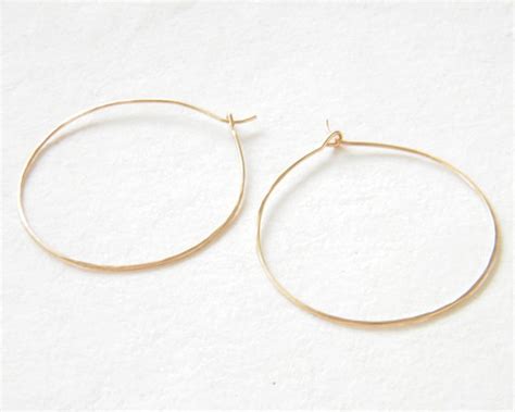 Hammered Gold Filled Hoop Earrings Minimalist Hoops Delicate Etsy