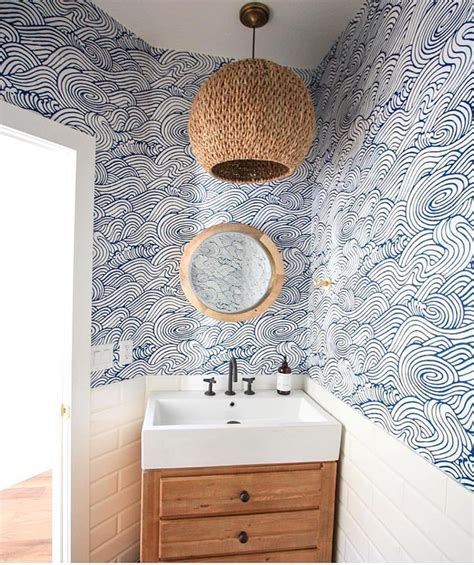 That Anthropologie Wallpaper 💙💙💙💙💙 Powder Room Wallpaper Coastal