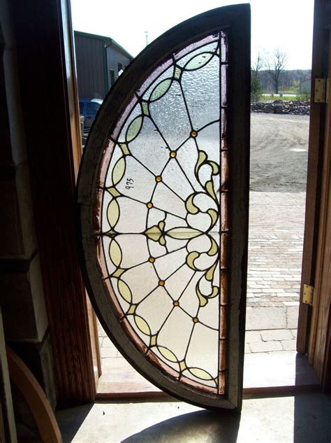 Textured Glass Arched Transom Window W Jewels Sg 1256 Ebay