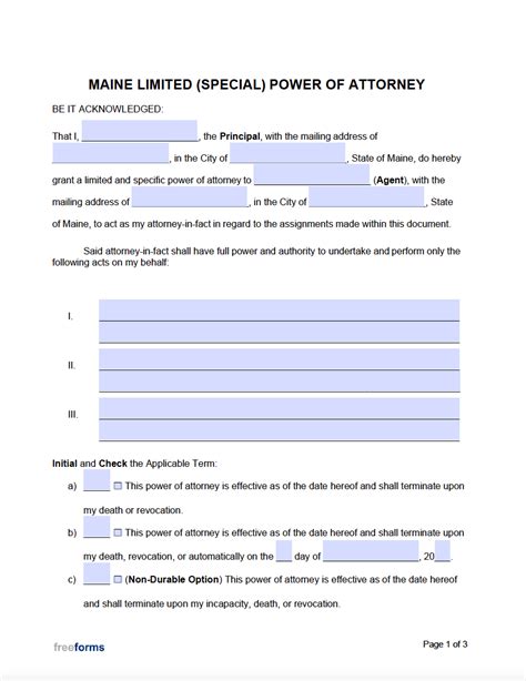 Free Maine Power Of Attorney Forms Pdf Word