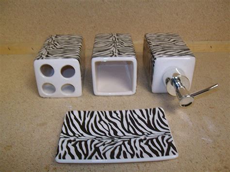 This set features a black zebra. AF Zebra Stripe Print Bathroom Accessories Set, Lotion ...