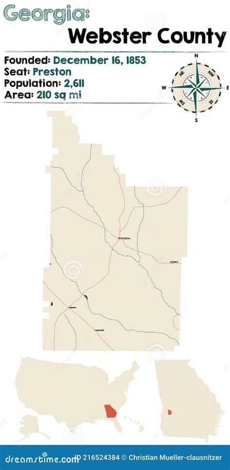 Map Of Webster County In Georgia Stock Vector Illustration Of