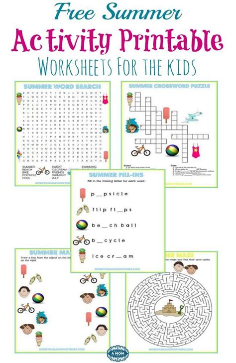 5 Free Summer Activity Printable Worksheets More Than A Mom Of Three