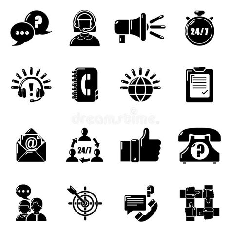 Call Center Icons Set Simple Style Stock Vector Illustration Of