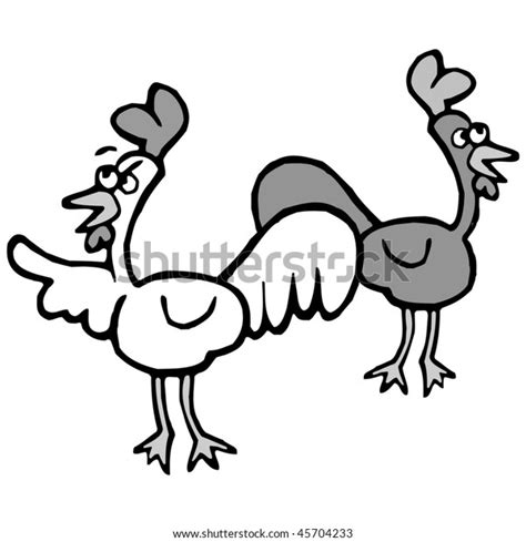 Art Illustration Two Cocks Stock Vector Royalty Free 45704233