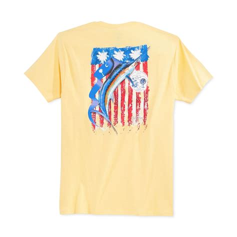 Guy Harvey Guy Harvey Mens Palmetto Flag Graphic T Shirt Yellow