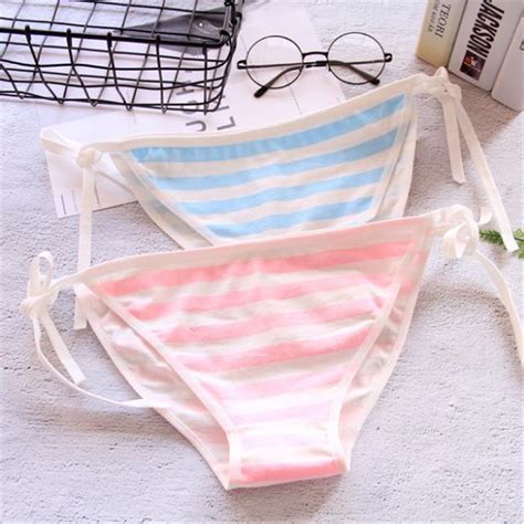 Harajuku Lolita Girl Blue Pink Stripe Panties Underwear Intimate