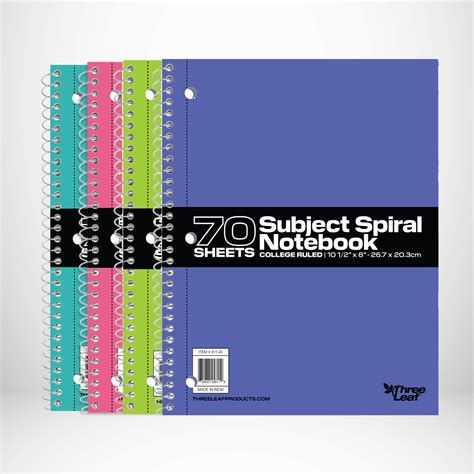 Wholesale 1 Subject College Ruled Spiral Notebook 70 Sheets 4 Colors