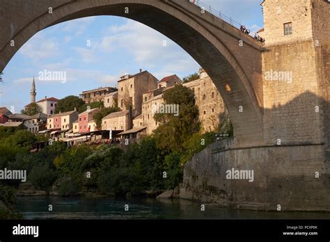The Stari Most Old Bridge Spanning The Neretva River At Mostar