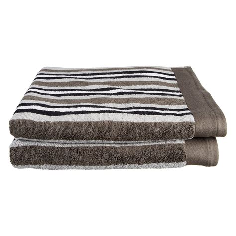 Impressions Tiana Striped Combed Cotton 2 Piece Bath Towel Set