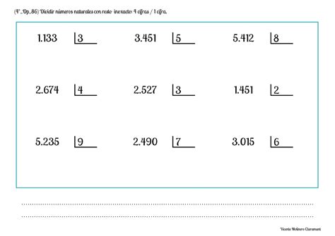💙 DivisiÓn Por 1 Cifra 💙 Cuarto De Educación Primaria 9 Años