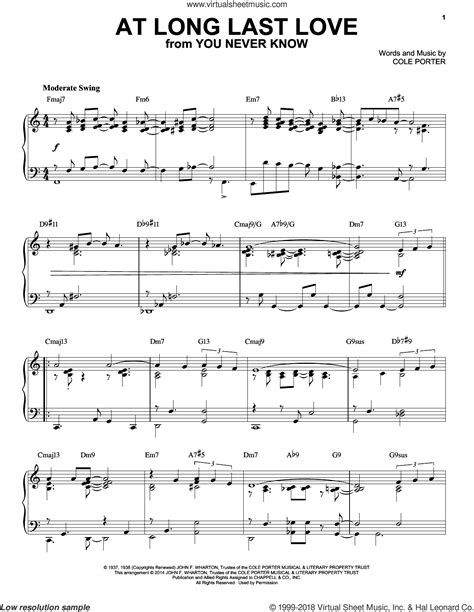 Porter At Long Last Love Sheet Music For Piano Solo Pdf