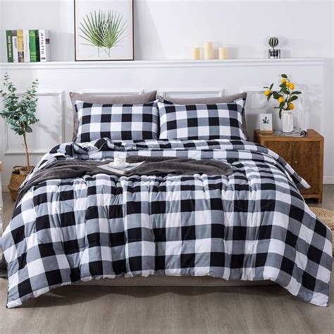 Mainstays Black And White Buffalo Check Piece Bed In A Bag Comforter