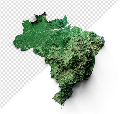 Mapa Topográfico Do Brasil 3d Realista Mapa Do Brasil Cor Ilustração 3d