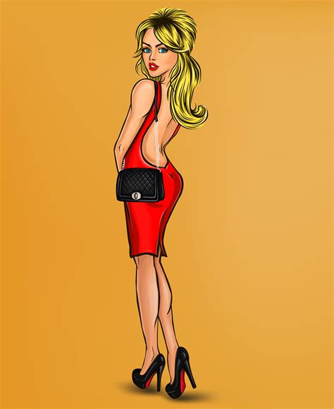 Vector Illustration Of Sexy Pin Up Blonde Download Free Vectors Clipart Graphics Vector Art