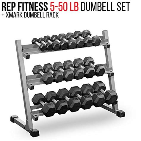 Rep Rubber Hex Dumbbell Set With Racks 5 50 Dumbbell Set With 1 Rack