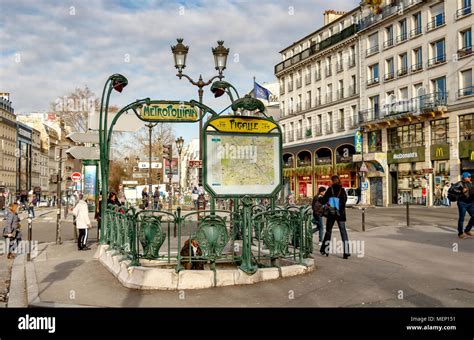 Pigalle Metro Station Entrance Designed By Hector Guimard On Boulevard