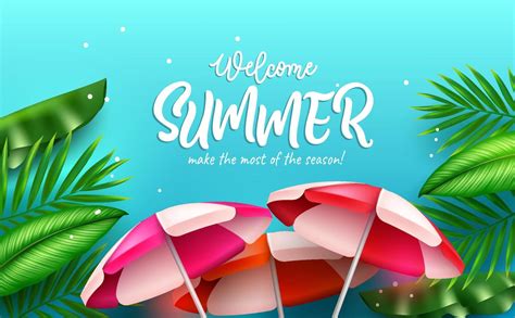 Summer Vector Background Design Welcome Summer Typography Text In