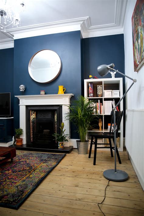 Victorian Mid Terrace Living Room Farrow And Ball Hague Blue On The