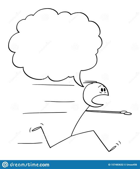 Vector Cartoon Of Scared Man Or Businessman Running Away