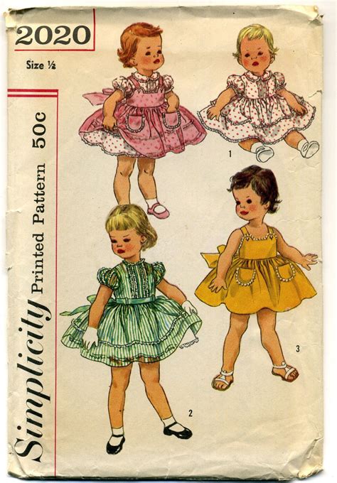Vintage Sewing Pattern Simplicity 1950s Toddler One Pc Dress And