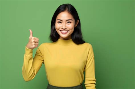 premium ai image smiling asian woman showing okay sign gives approval recommends smth good