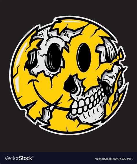 Smiley Face Emoji Halloween Skull Smiley Face Emoji Halloween Skull