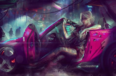 Cyberpunk 2077 Wallpaper Girl The City Fiction Car The Witcher