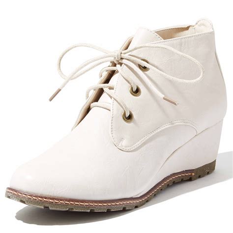 Dailyshoes Womens Lace Up Oxford Wedge Booties Bootie Ankle Winter