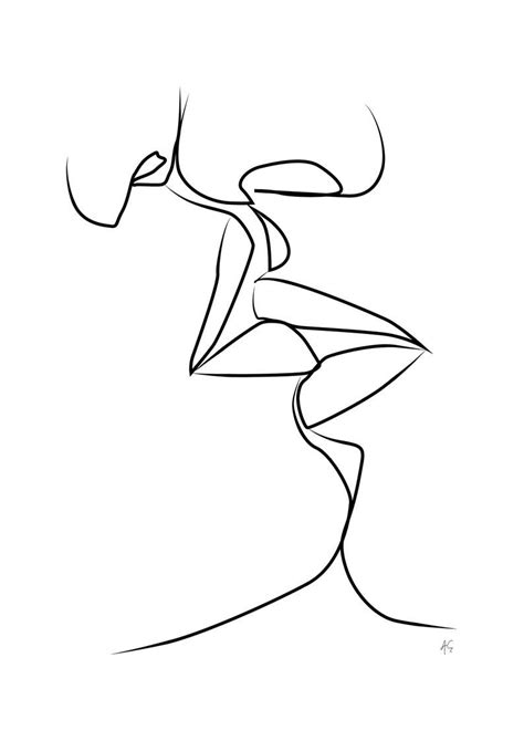 two people kissing woman man couple touching lips love etsy abstract line art line art