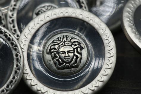Vintage Medusa Versace Button Silver Metal Button 2 Pieces Etsy