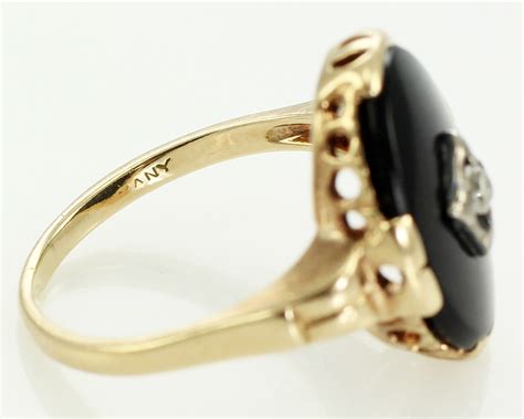 Antique 10k Black Onyx Diamond Ring 10 Ct Old Mine Cut Lady S Diamond Ring Edwardian Fine