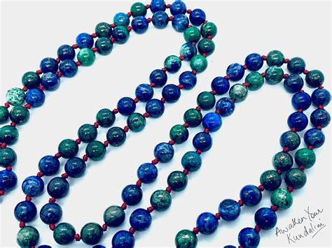 108 Azurite Shattuckite Lapis Lazuli Mala Prayer Beads Necklace Natural
