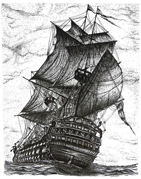 Sailing Drawing Sailing Fine Art Print Sailboat Art Ship Drawing