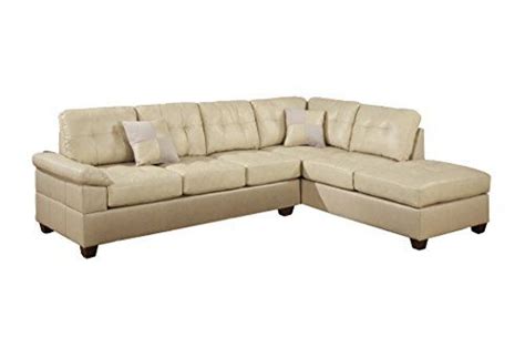 Poundex Bobkona Randel Bonded Leather 2 Piece Reversible Sectional Sofa