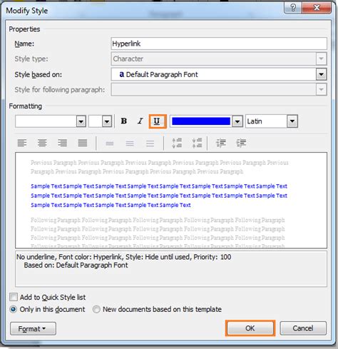 How To Change The Color Or Remove The Underline From Hyperlinks In Word