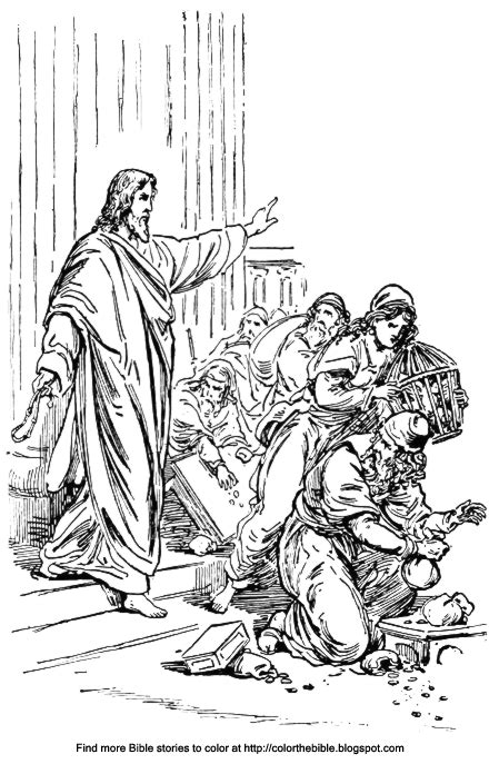 Jesus Cleanses The Temple Coloring Sheet Color The Bible