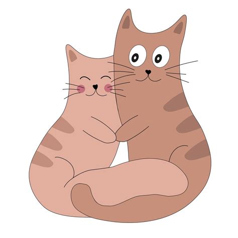 Cute Two Cats In Love Animal Vector Illustration For Greeting Card Or