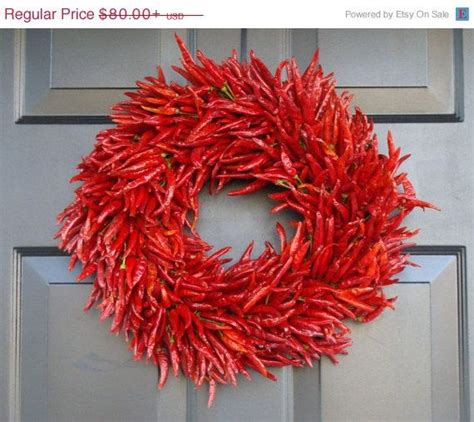 Organic Red Chili Pepper Wreath Kitchen Wreath Centerpiece Wall Decor