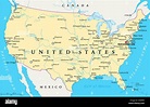 Estados Unidos de América Mapa Político Fotografía de stock - Alamy