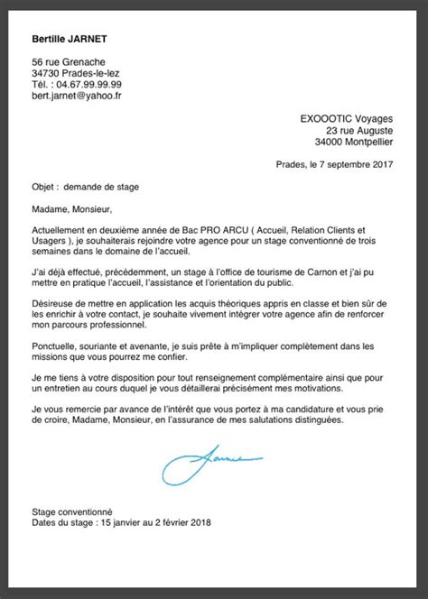 Demande De Stage Profissionnel Pdf Maroc Exemple