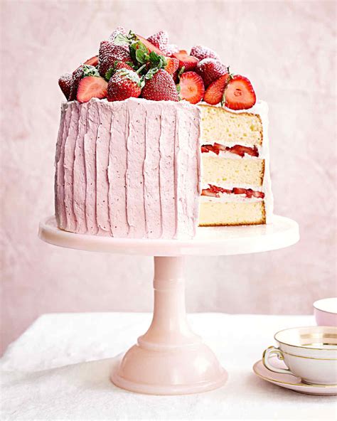 Cake can be made 1 day ahead. Vanilla Sponge Cake with Strawberry-Meringue Buttercream