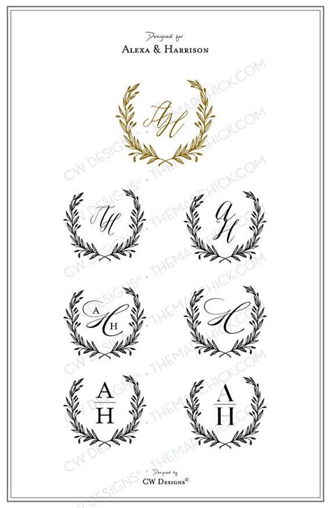 Custom Wedding Monogram And Branding Board Fonts And Color Etsy In