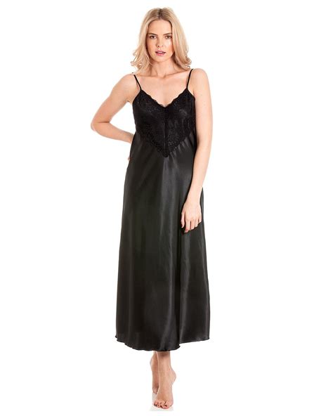 Nightie Satin And Lace Long Chemise Negligee Nightdress Uk 10 28 Nightwear Ebay