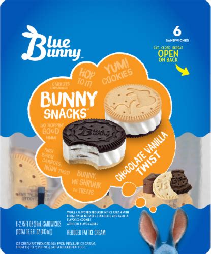 Blue Bunny Bunny Snacks Chocolate Vanilla Twist Ice Cream Sandwiches 6